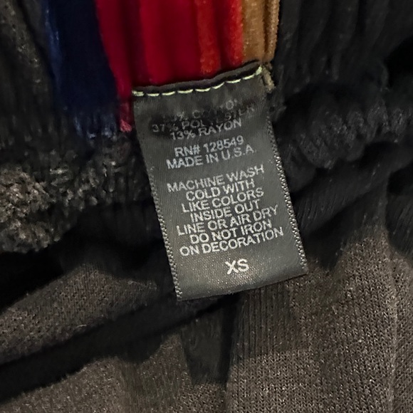 Aviator Nation XS Black Sweatpants with Red and Gold Accent Stripes - Picture 3 of 4